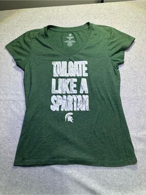 Michigan State Spartans Colosseum V Neck T Shirt Green Women’s M